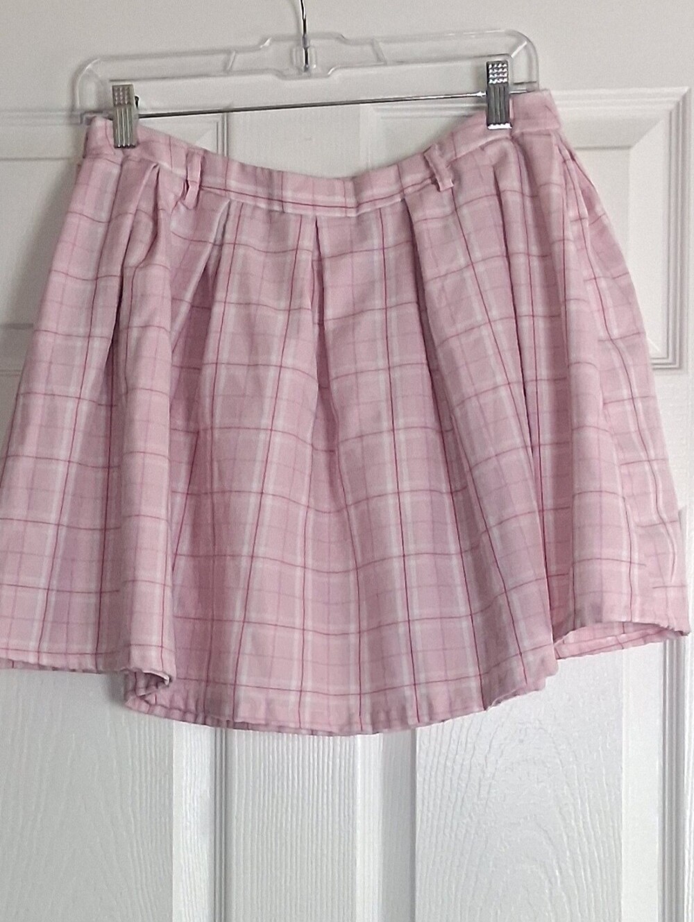 Hot Topic Pink Plaid Pleated Preppy Y2K Mini Skirt
